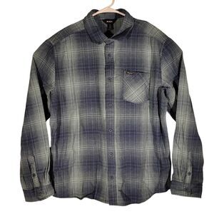 RVCA flannel shirt mens L Large blue plaid lightweight long sleeve skate surf